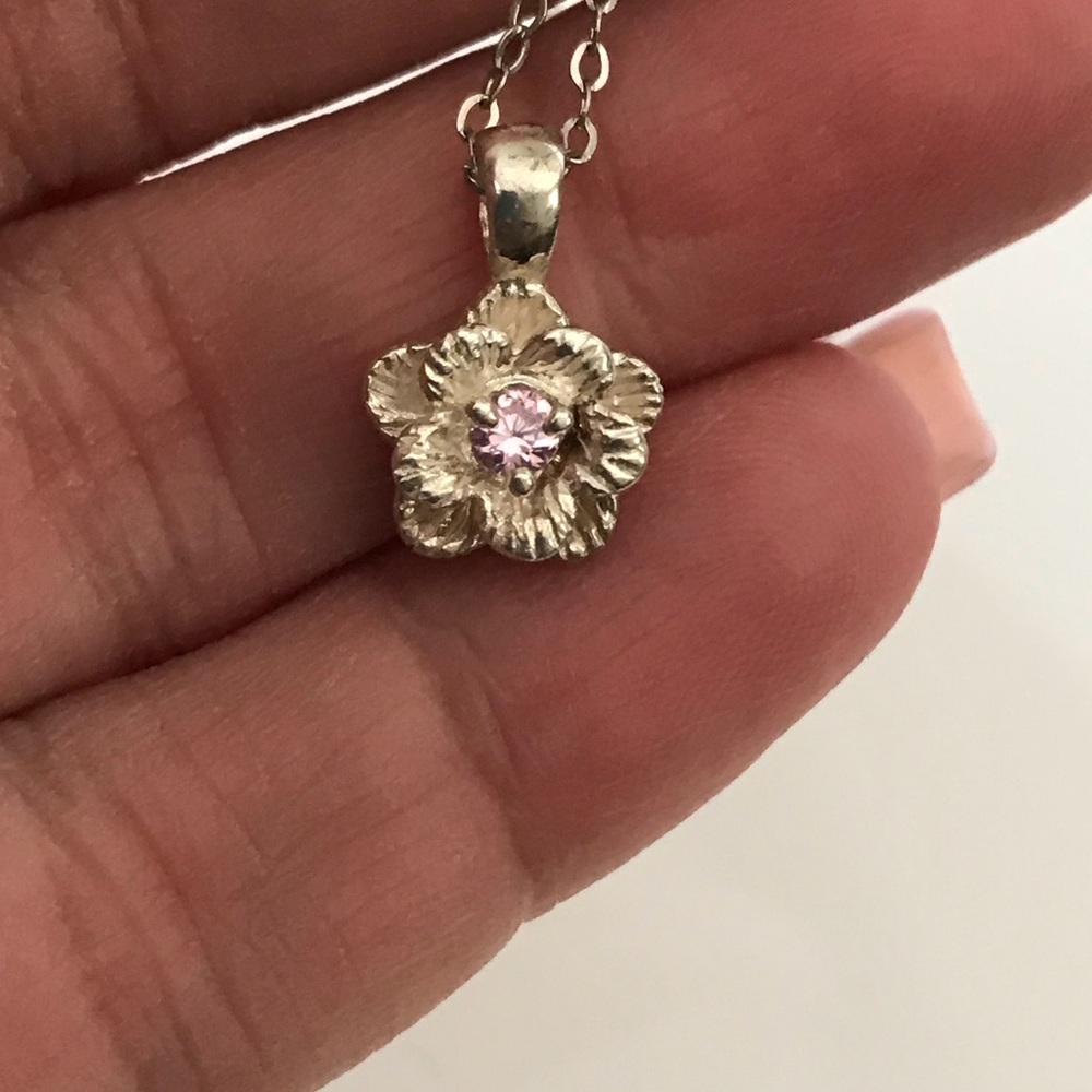Sophia Fiori Pink Sapphire Kelani Flower Necklace - Picture 1 of 8